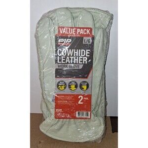 Large Grain Cowhide Water Resistant Leather Work Glove 2-Pack